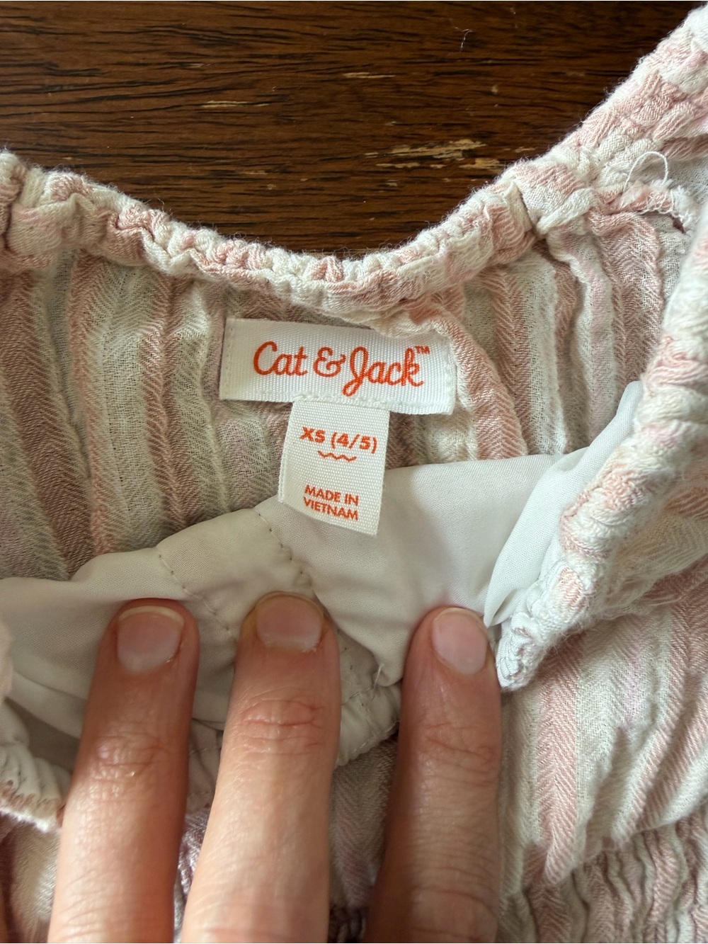 Girls Cat & Jack Light Pink Striped Smocked Button Top, Size XS - Picture 3 of 4